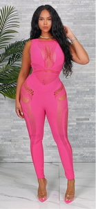 “Pink Starburst” Caged Seamless Jumpsuit