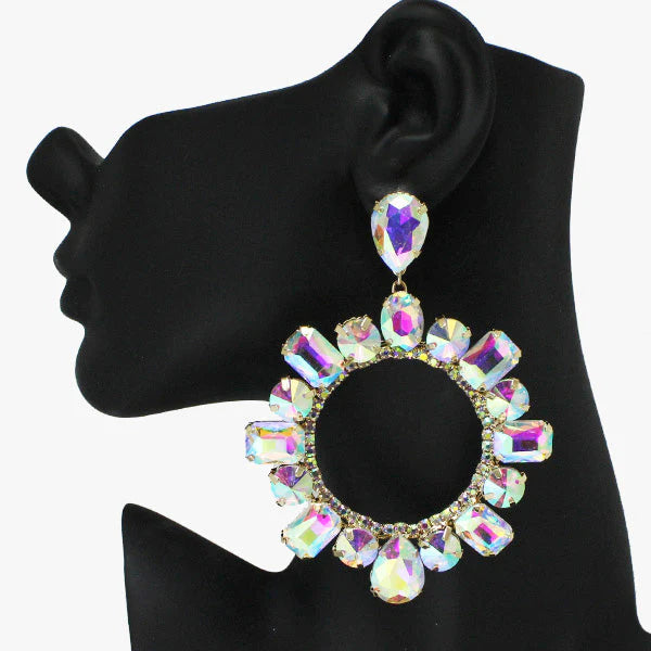 “Tracy” Rhinestone Hoop Earrings