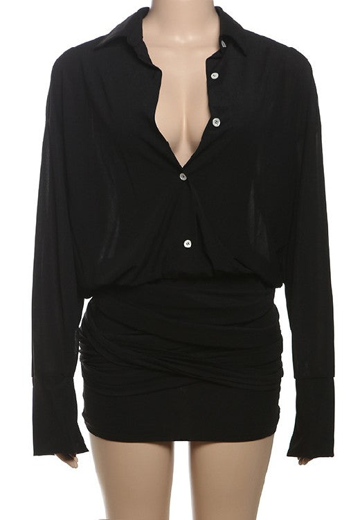 “Lemon Drop” Drape Shirt Dress