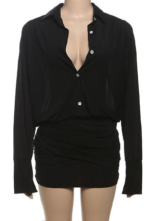 “Lemon Drop” Drape Shirt Dress